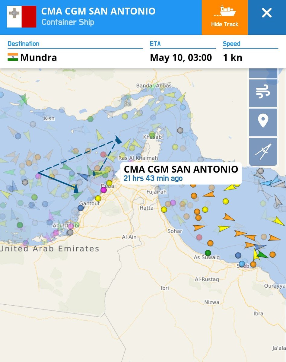 French Container Ship CMA CGM SAN ANTONIO Turns Off AIS in Strait Crossing