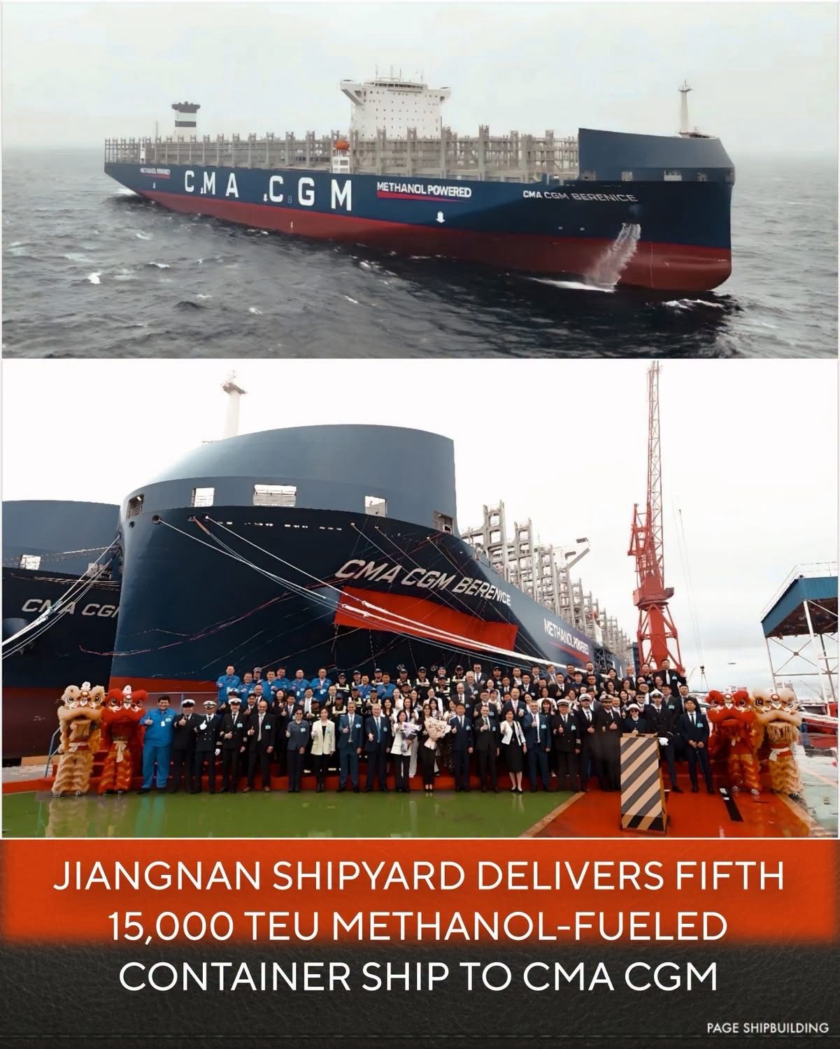 Jiangnan Shipyard Delivers CMA CGM BERENICE Container Ship